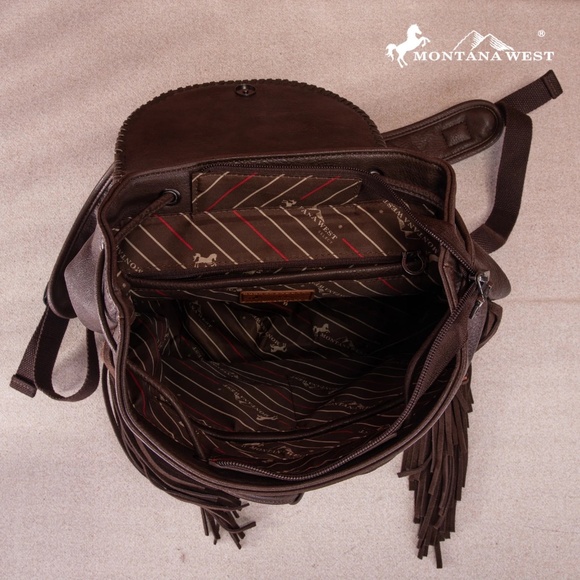 Montana West Floral Embroidered Collection Backpack Coffee